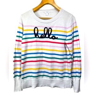 Time and Tru “Hello” Long Sleeve Pullover Sweater Shirt | Size 8-10 (Medium)